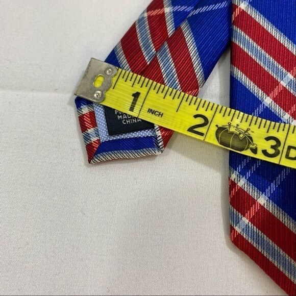 Tommy Hilfiger Red and Blue Plaid Neck Tie - Picture 5 of 6